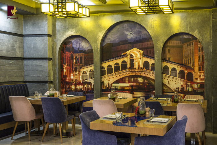 WANDKAISER-Peter Hagen | Restaurant, Ansicht Venedig, kreative Wandgestaltung - Vertikaler Wanddruck
